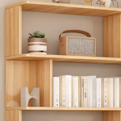 Mid-Century Vertical Walnut Open Back Bookcase for Office Image - 7