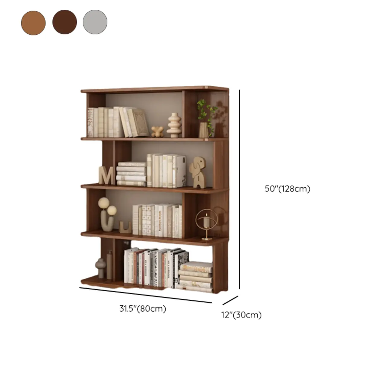 Mid-Century Vertical Walnut Open Back Bookcase for Office #size | homeyfad