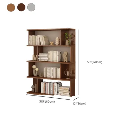 Mid-Century Vertical Walnut Open Back Bookcase for Office #size