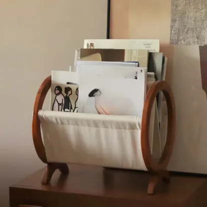 Traditional Narrow Traditional Circular Wooden Book Rack Image - 4