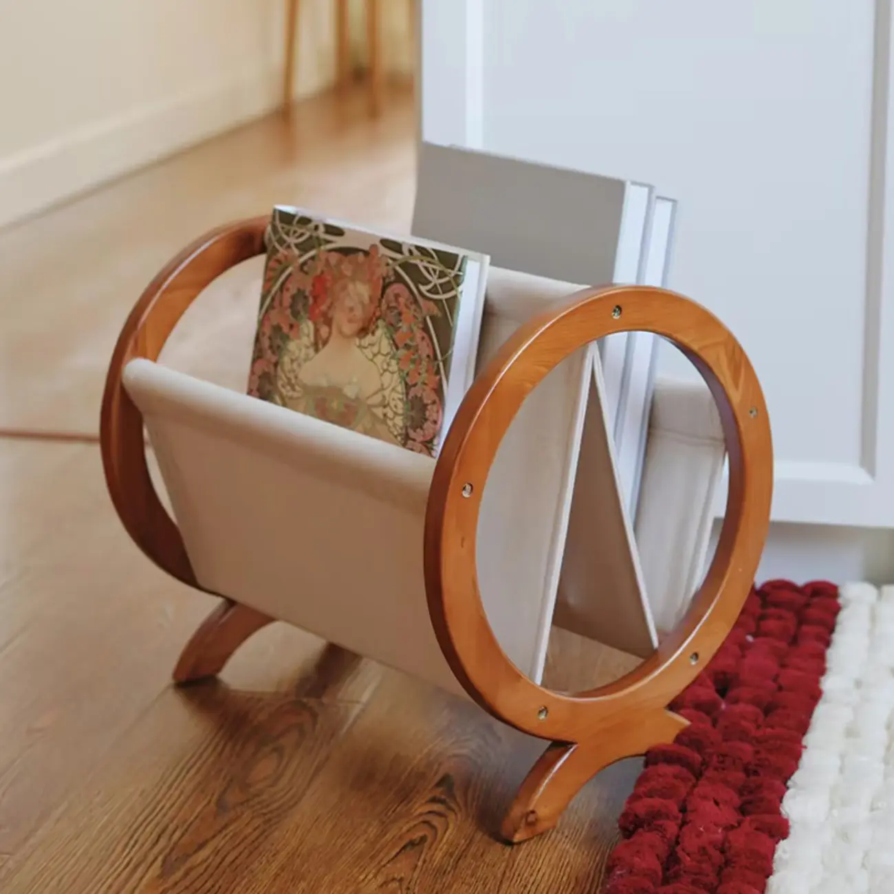 Traditional Narrow Traditional Circular Wooden Book Rack Image - 2 | homeyfad