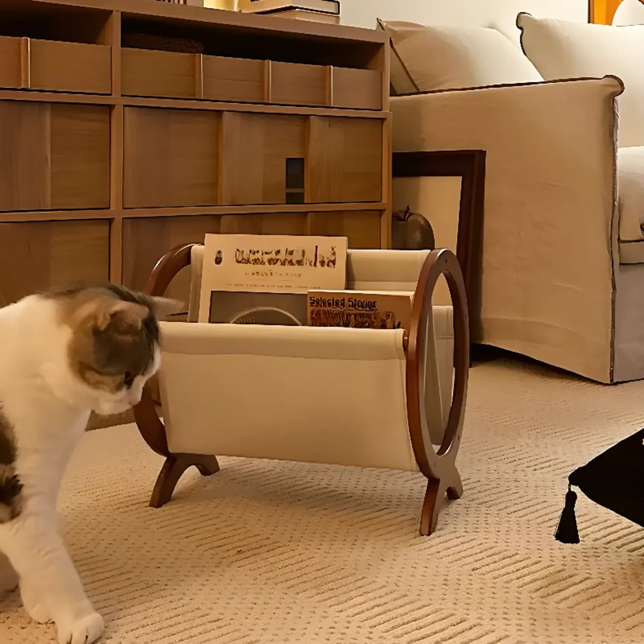 Traditional Narrow Traditional Circular Wooden Book Rack Image - 3