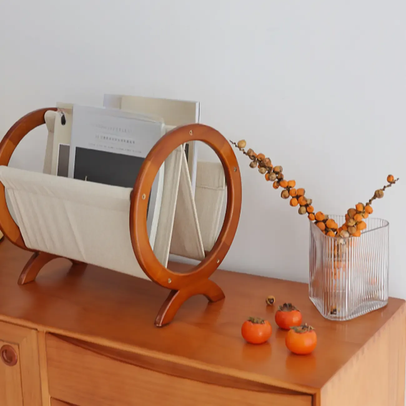 Traditional Narrow Traditional Circular Wooden Book Rack Image - 7