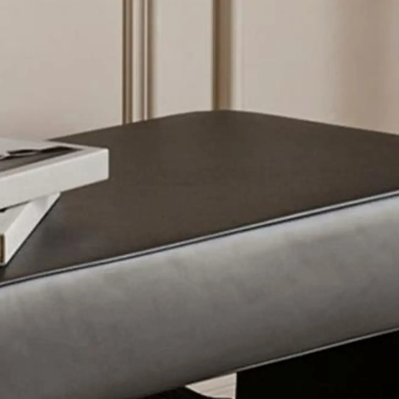 Decorative Upholstered Curved Storage Bench for Living Room Image - 4