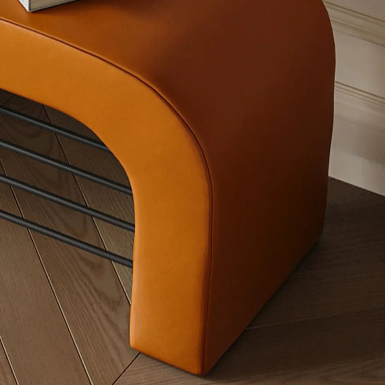 Decorative Upholstered Curved Storage Bench for Living Room Image - 6 | homeyfad