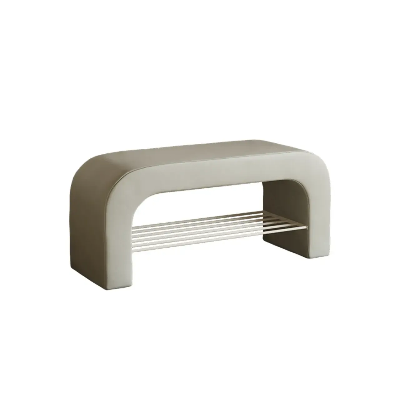 Decorative Upholstered Curved Storage Bench for Living Room Image - 7