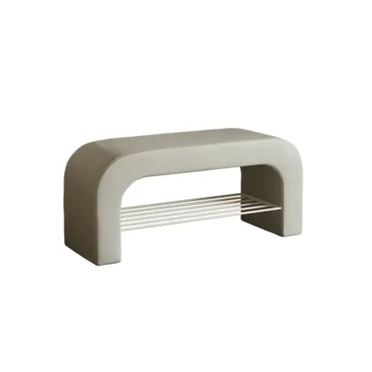 Decorative Upholstered Curved Storage Bench for Living Room Image - 7