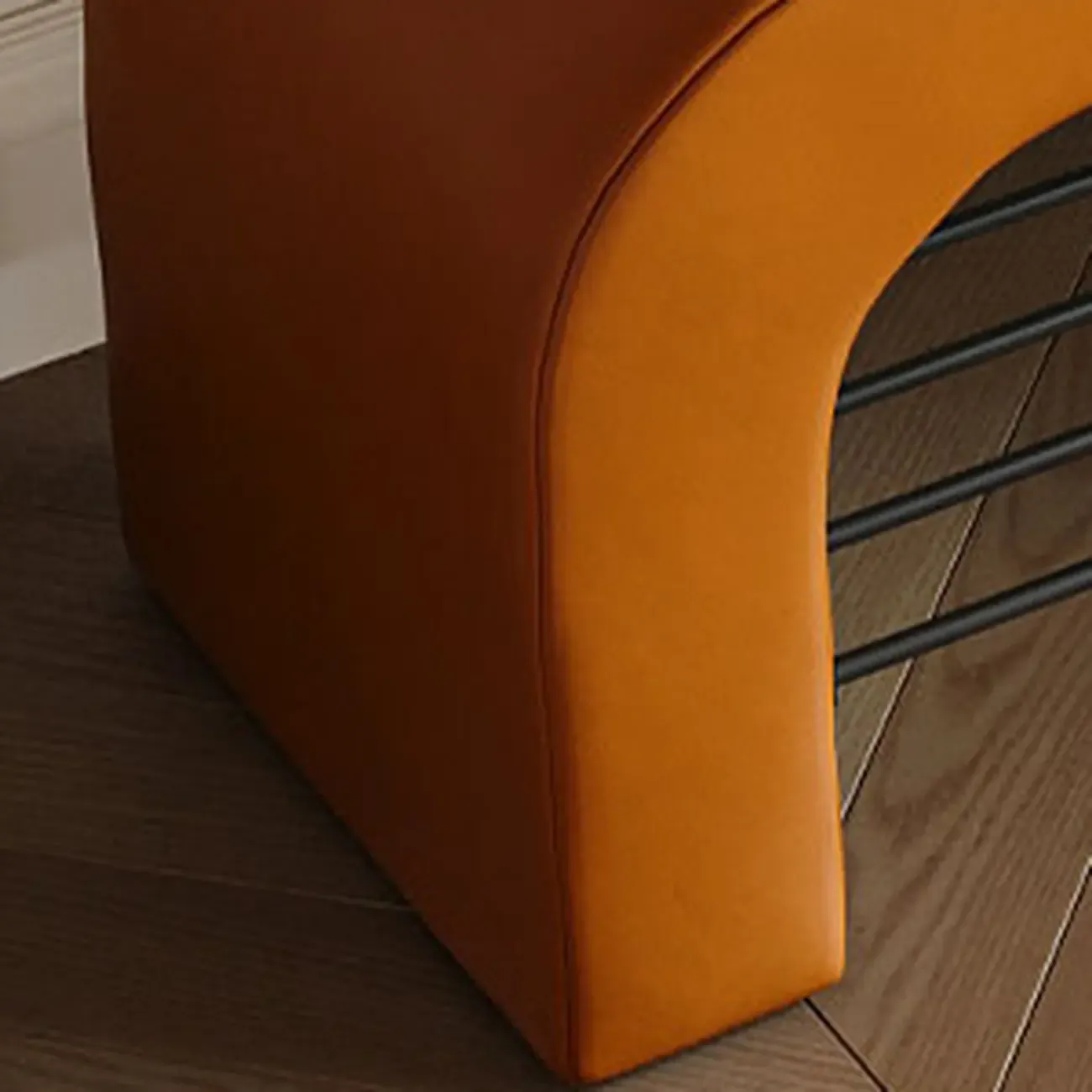 Decorative Upholstered Curved Storage Bench for Living Room Image - 8