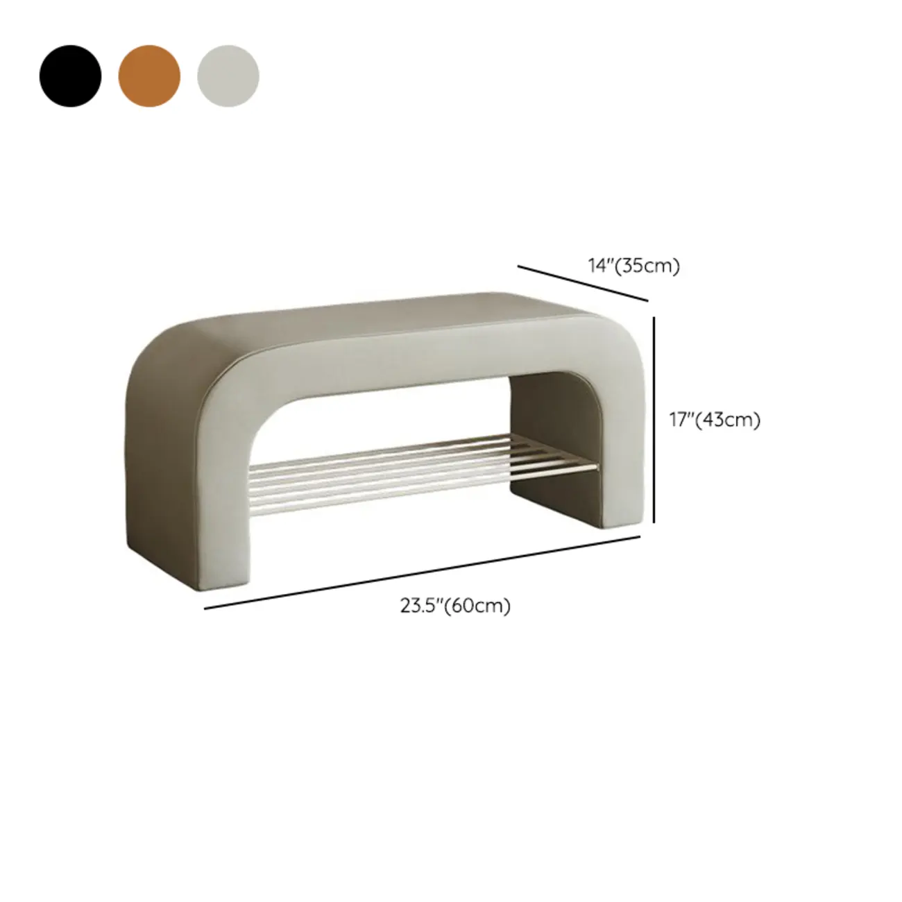 Decorative Upholstered Curved Storage Bench for Living Room #size | homeyfad