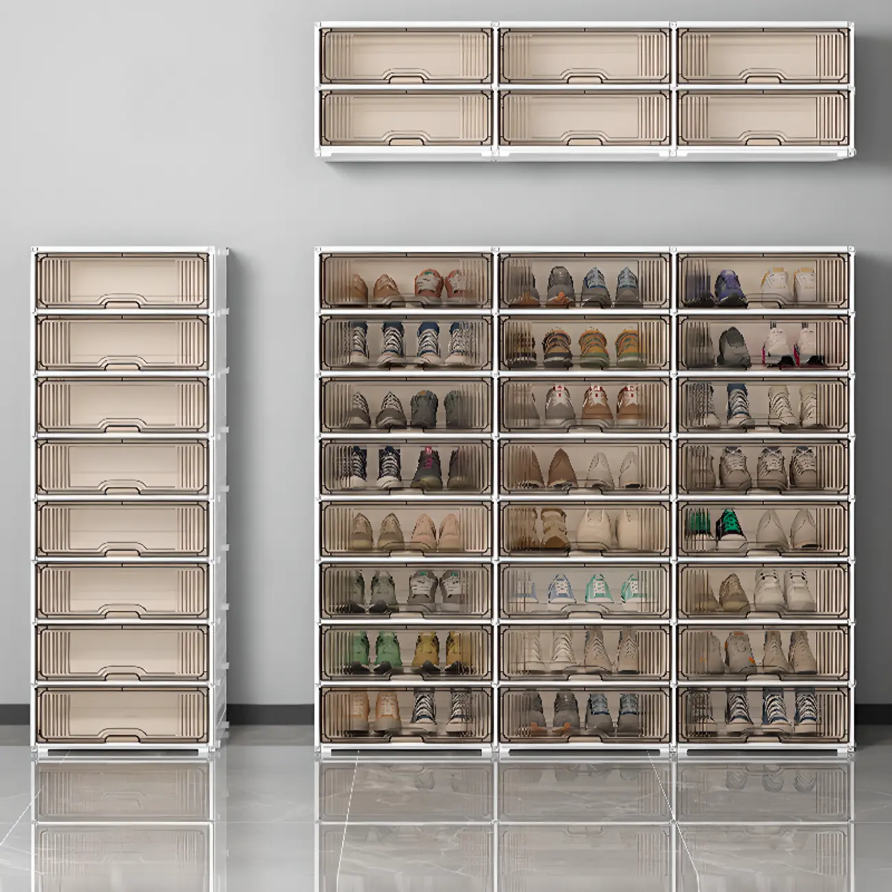 Durable Flip-up Glam Plastic Clear Shoe Boxes Stackable Image - 11 | homeyfad