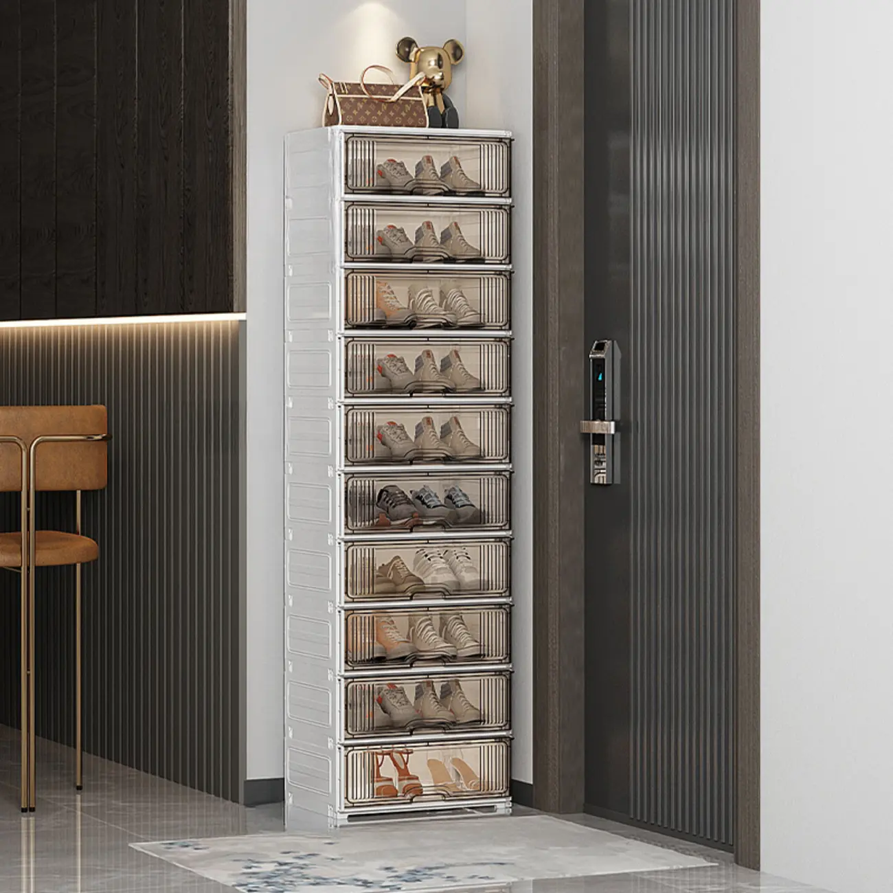 Durable Flip-up Glam Plastic Clear Shoe Boxes Stackable Image - 12 | homeyfad