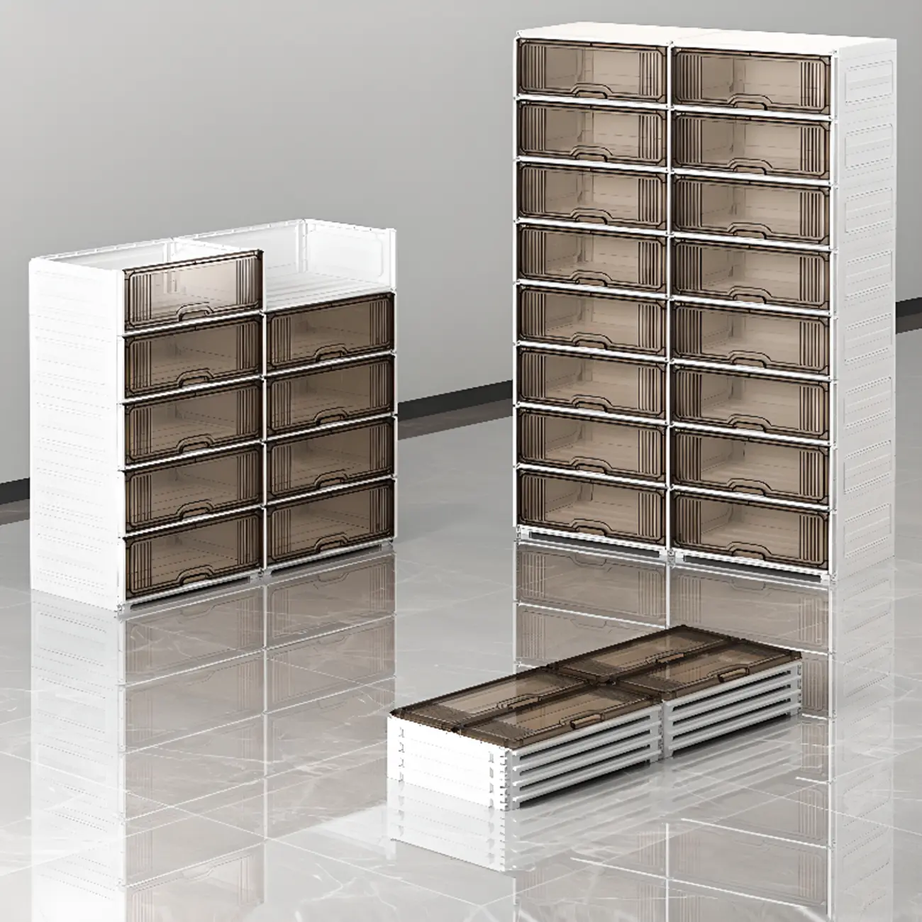 Durable Flip-up Glam Plastic Clear Shoe Boxes Stackable Image - 13 | homeyfad