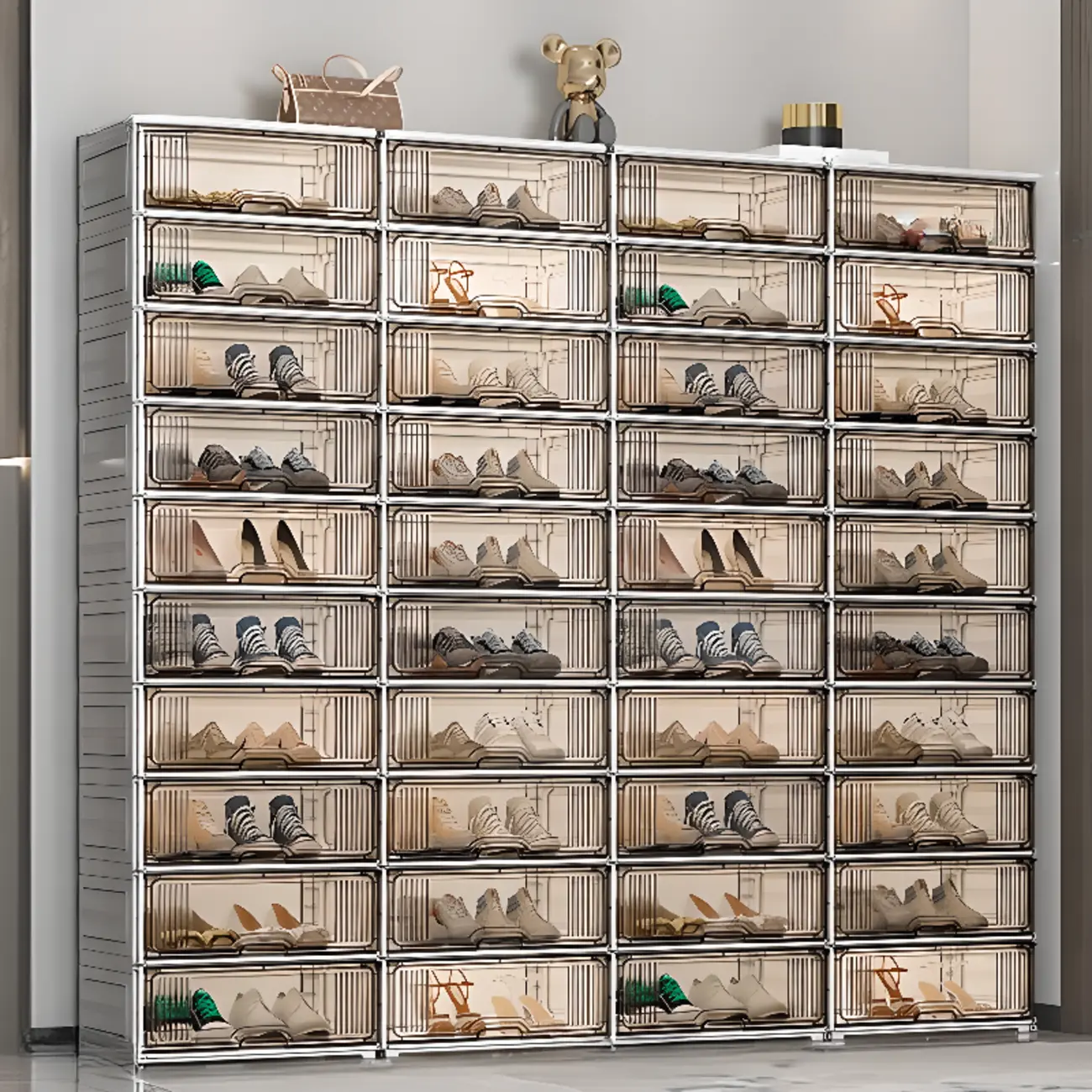 Durable Flip-up Glam Plastic Clear Shoe Boxes Stackable Image - 20 | homeyfad