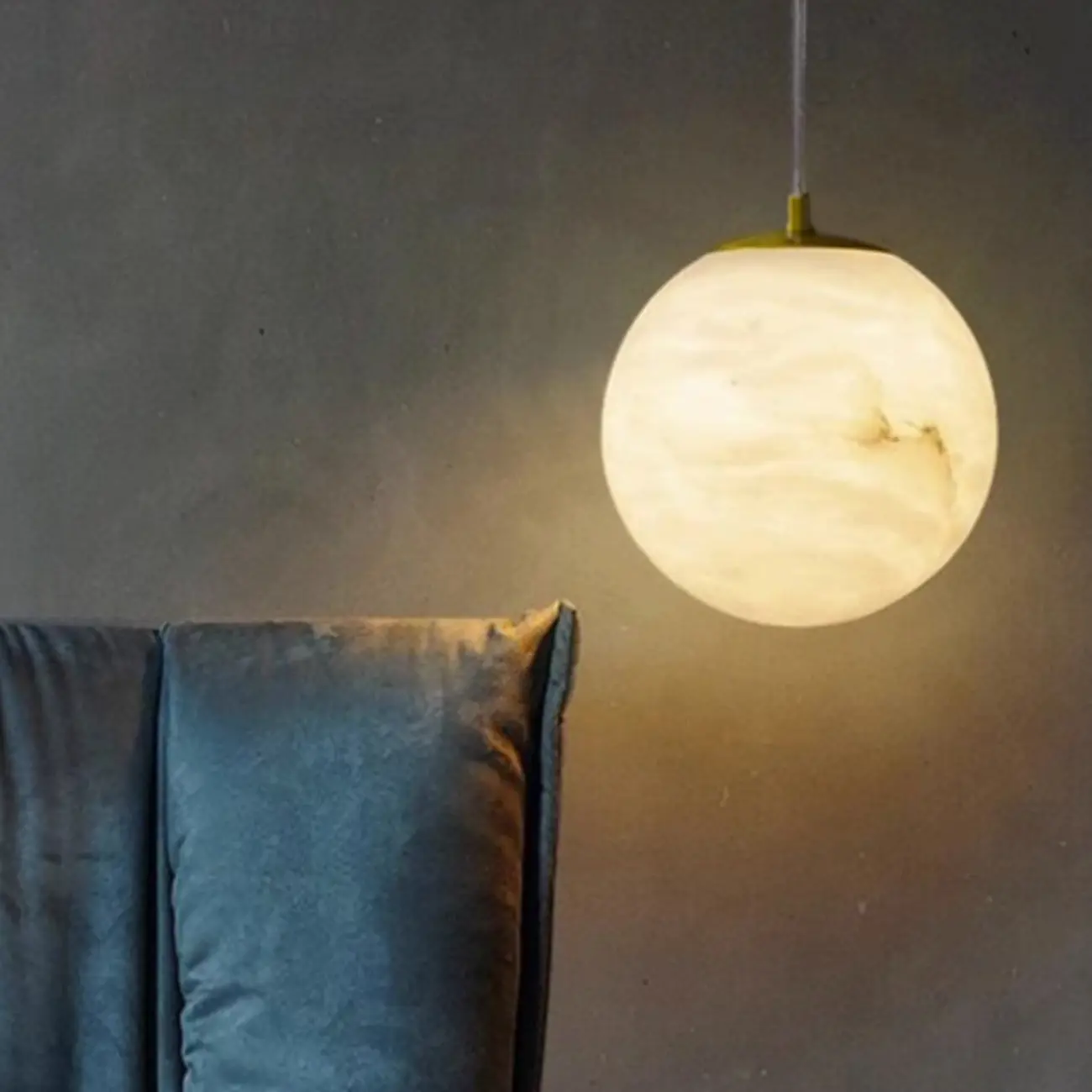 1-Light Gold Stone Square Hanging Pendant Light Image - 3 | homeyfad