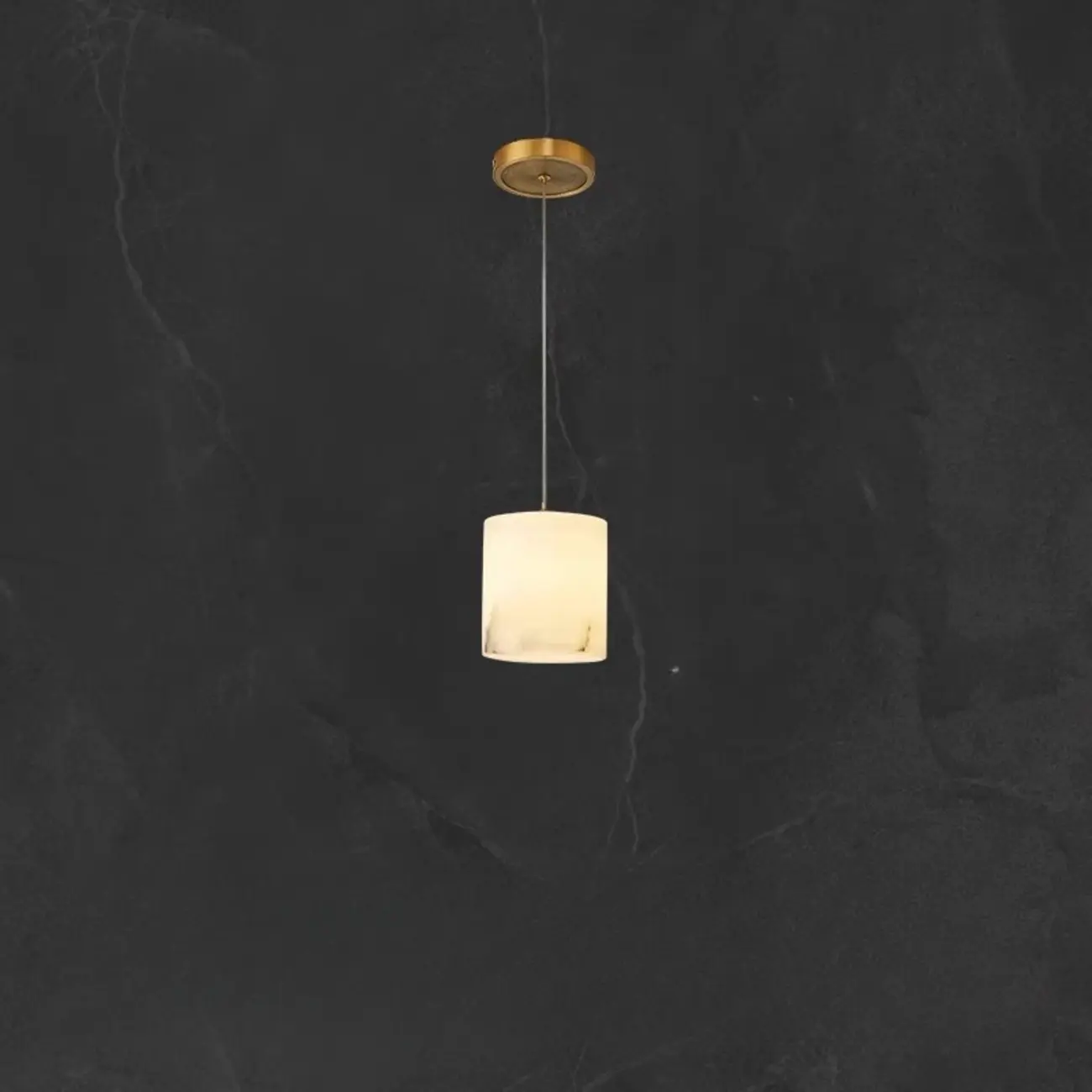 1-Light Gold Stone Square Hanging Pendant Light Image - 4 | homeyfad