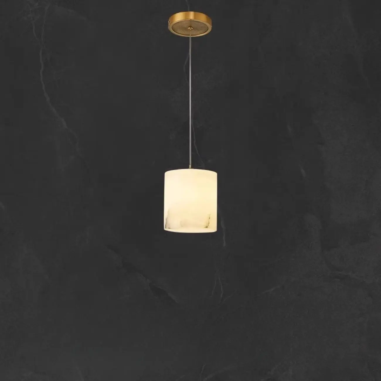 1-Light Gold Stone Square Hanging Pendant Light Image - 5 | homeyfad
