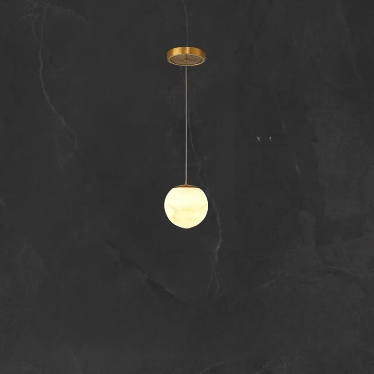 1-Light Gold Stone Square Hanging Pendant Light Image - 9 | homeyfad