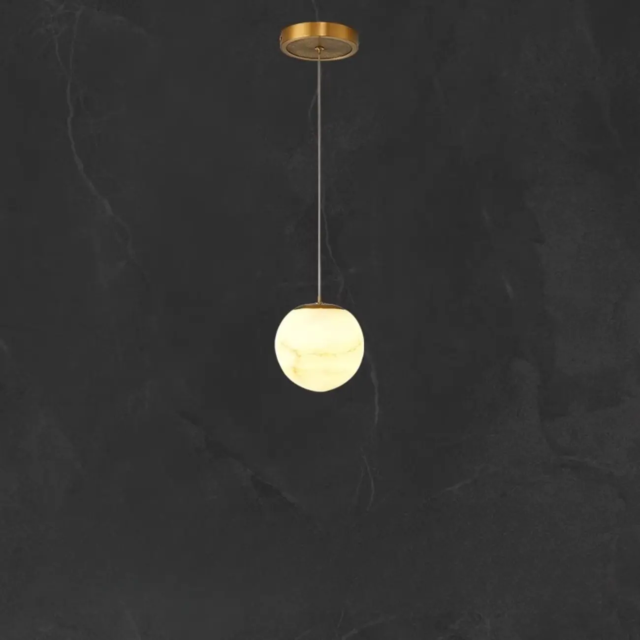1-Light Gold Stone Square Hanging Pendant Light Image - 11 | homeyfad