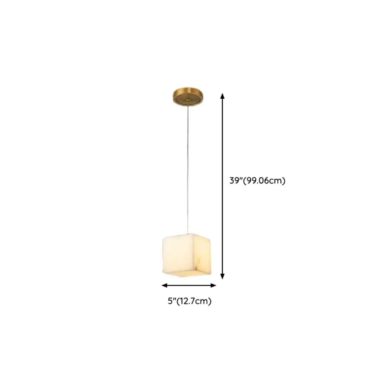 1-Light Gold Stone Square Hanging Pendant Light Image - 14