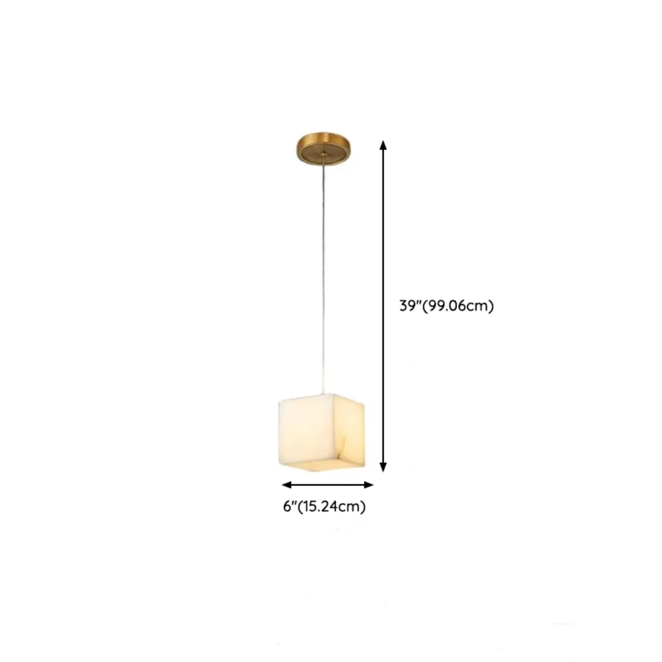 1-Light Gold Stone Square Hanging Pendant Light Image - 17 | homeyfad