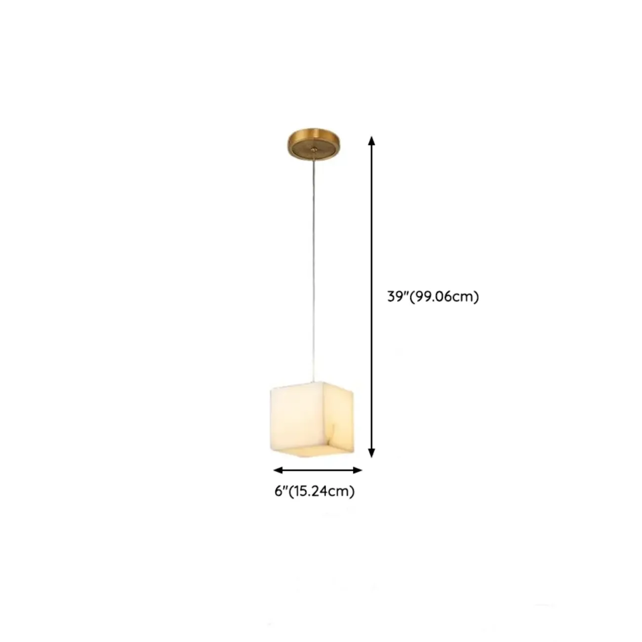 1-Light Gold Stone Square Hanging Pendant Light Image - 17