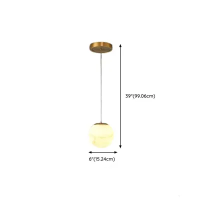 1-Light Gold Stone Square Hanging Pendant Light Image - 18