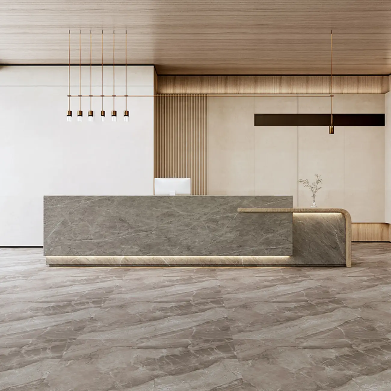 Minimalist Marble Reception Desk Image - 3 | homeyfad