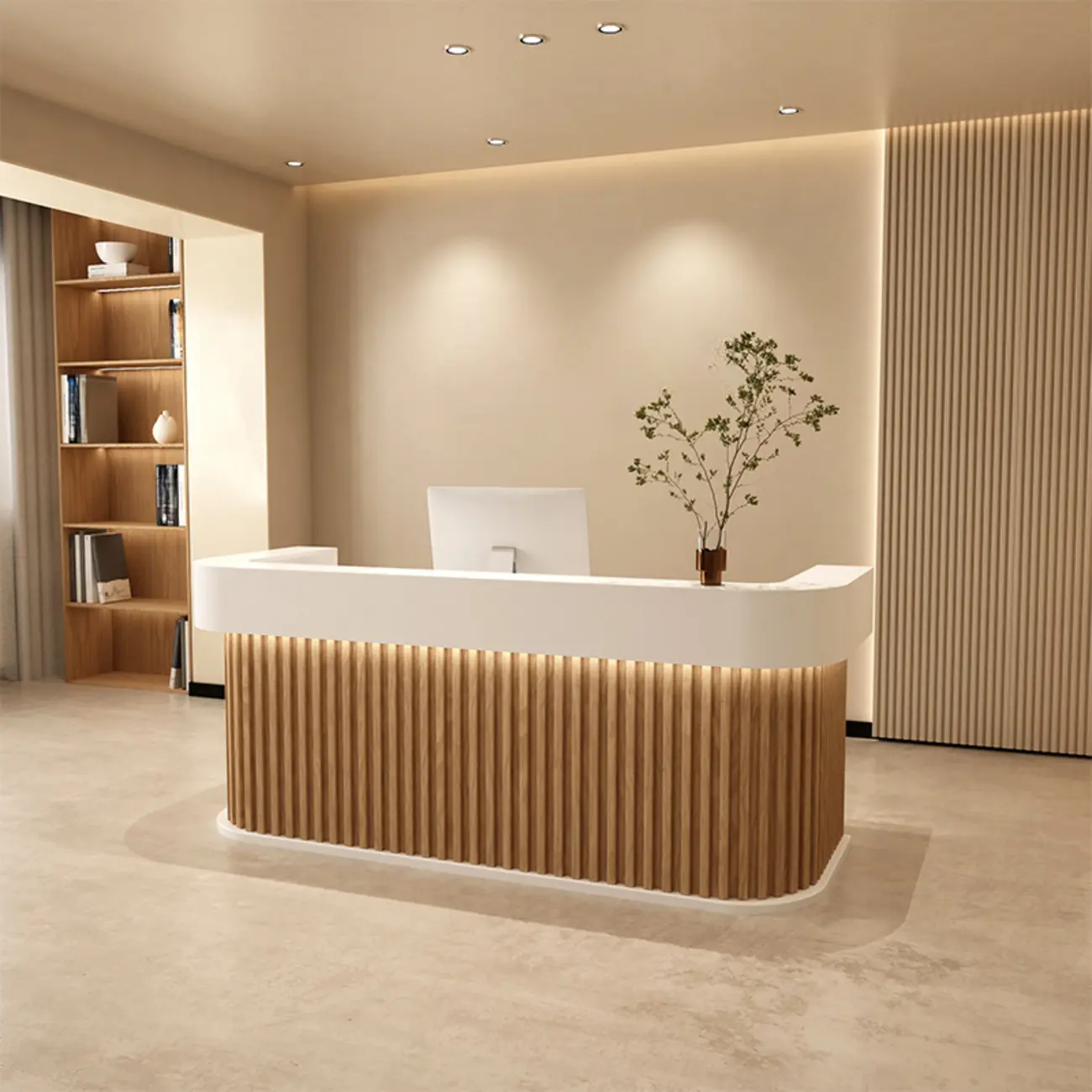 Modern Wooden Reception Front Desk Image - 1 | homeyfad