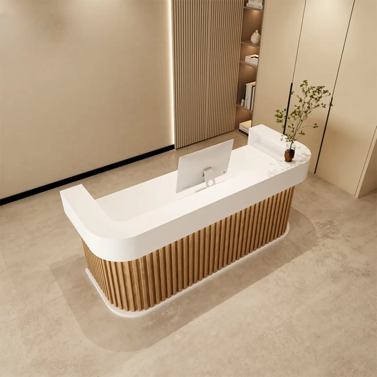 Modern Wooden Reception Front Desk Image - 2 | homeyfad