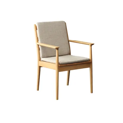 Scandinavian Upholstered Arm Wooden Dining Chair  Image - 5