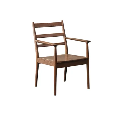 Scandinavian Upholstered Arm Wooden Dining Chair  Image - 11