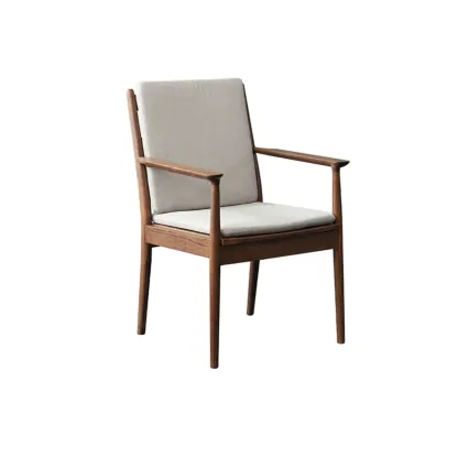 Scandinavian Upholstered Arm Wooden Dining Chair  Image - 12