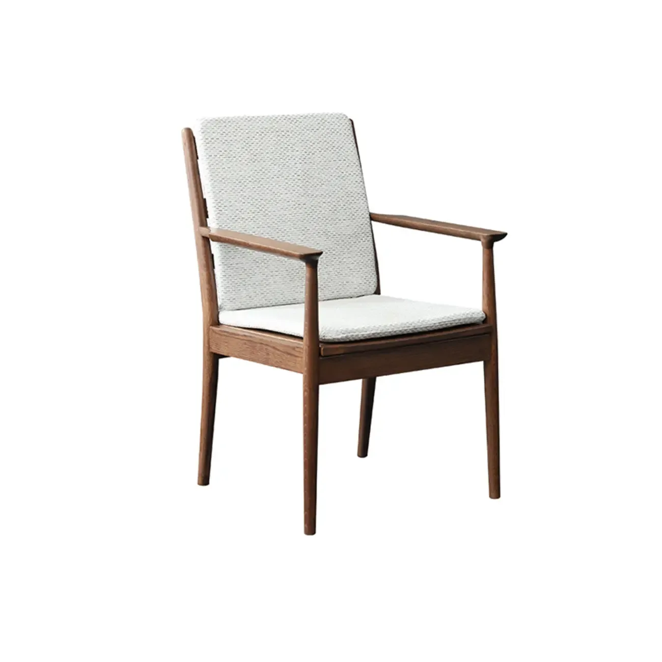 Scandinavian Upholstered Arm Wooden Dining Chair  Image - 14