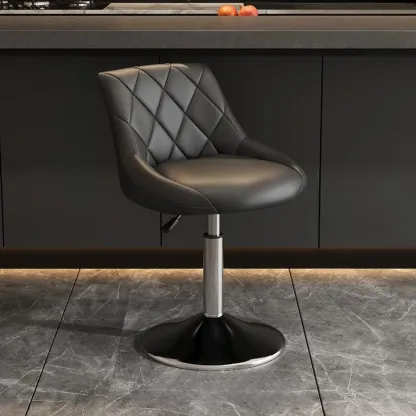 Modern Bucket Adjustable Swivel Leather Bar Stools Image - 4