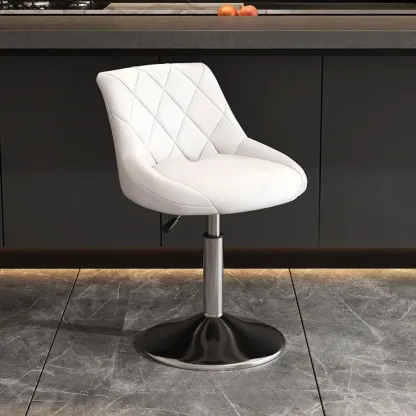 Modern Bucket Adjustable Swivel Leather Bar Stools Image - 5