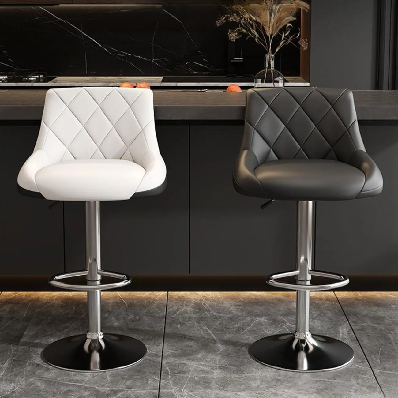 Modern Bucket Adjustable Swivel Leather Bar Stools Image - 6 | homeyfad
