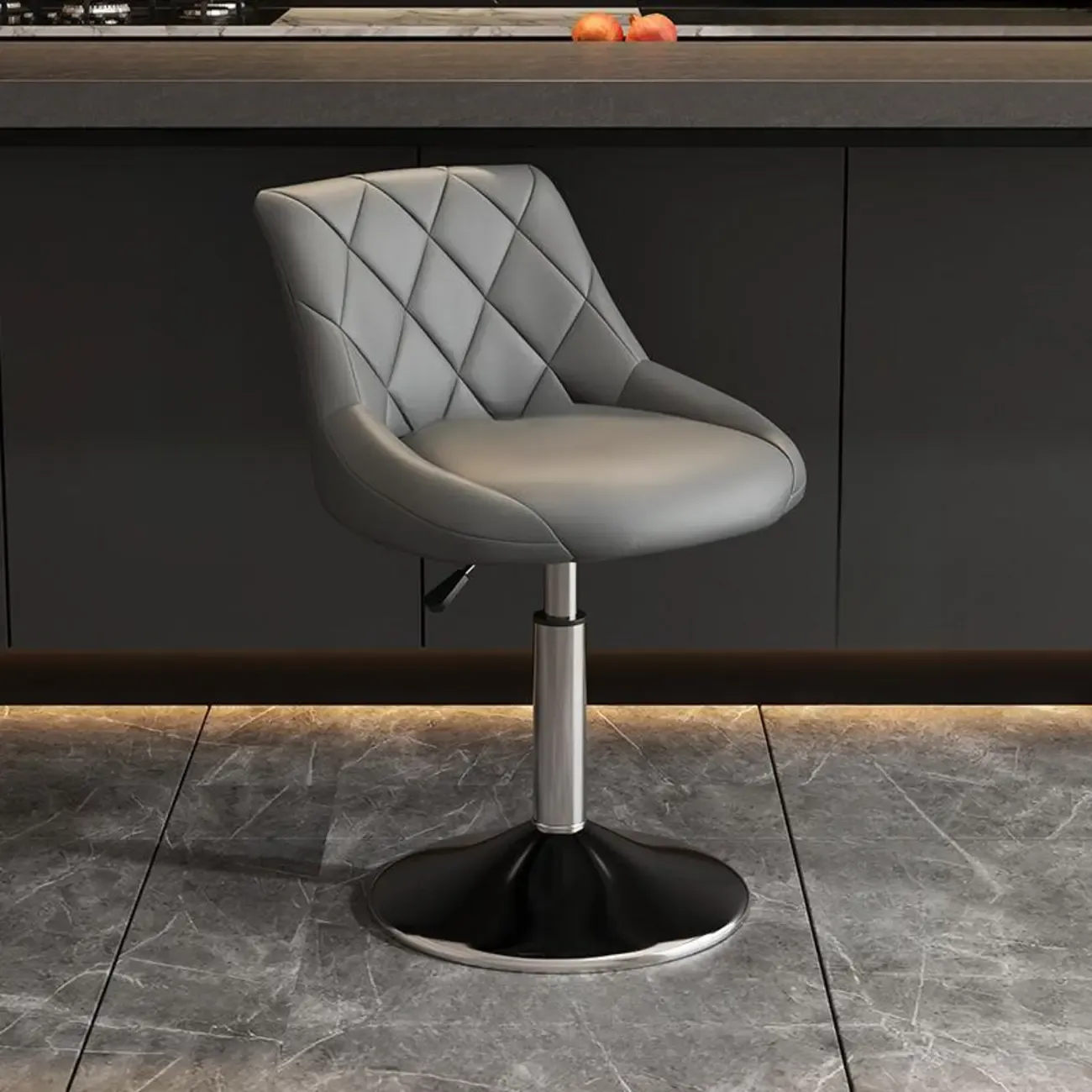 Modern Bucket Adjustable Swivel Leather Bar Stools Image - 7