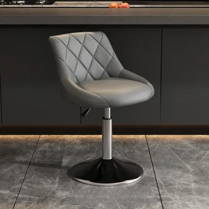 Modern Bucket Adjustable Swivel Leather Bar Stools Image - 7