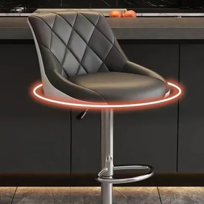 Modern Bucket Adjustable Swivel Leather Bar Stools Image - 8