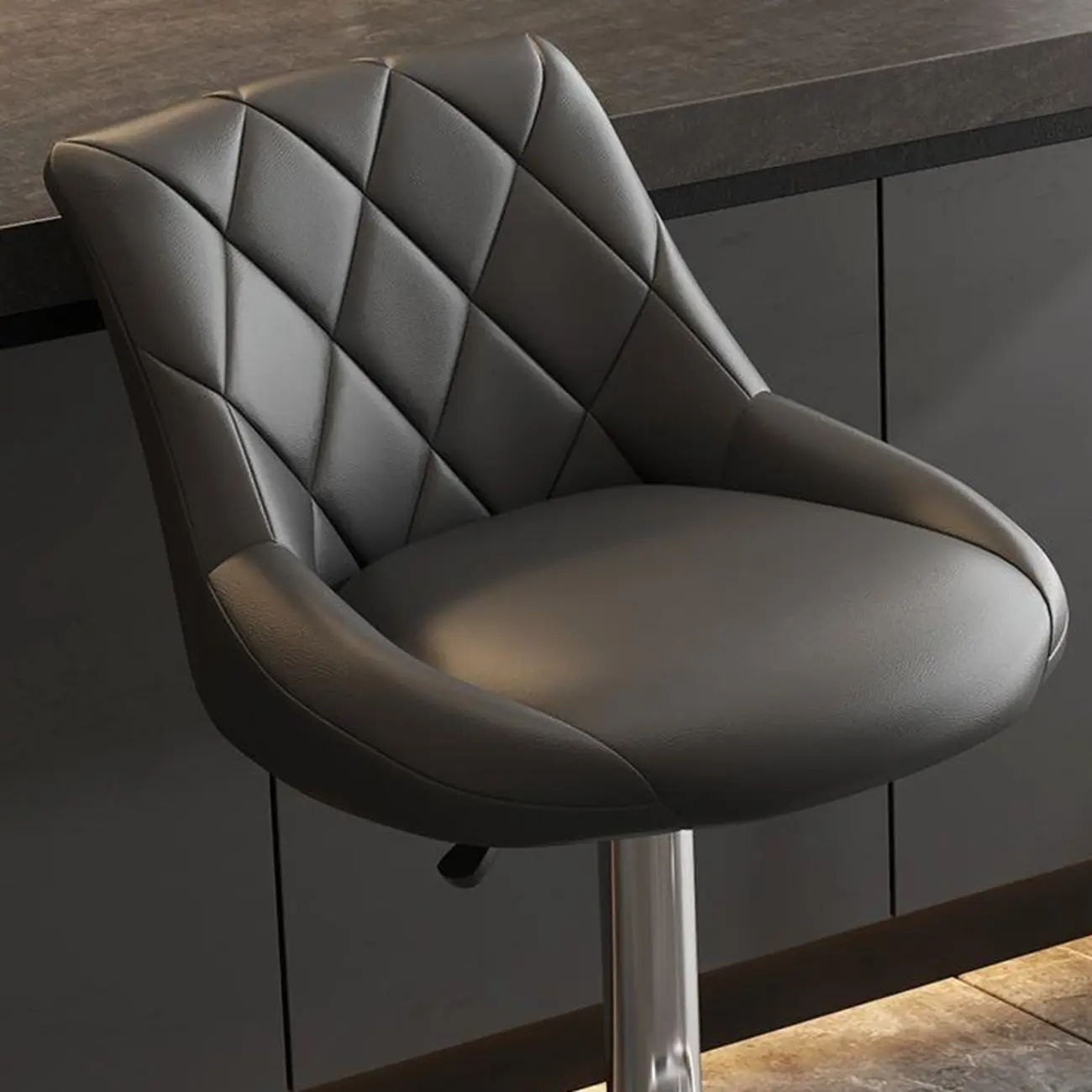 Modern Bucket Adjustable Swivel Leather Bar Stools Image - 11 | homeyfad