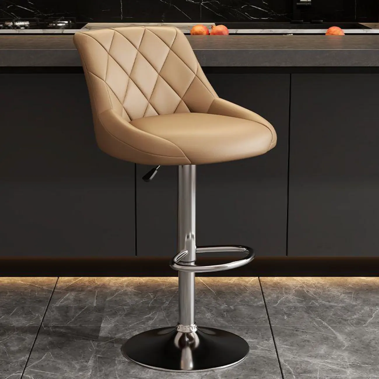 Modern Bucket Adjustable Swivel Leather Bar Stools Image - 14 | homeyfad