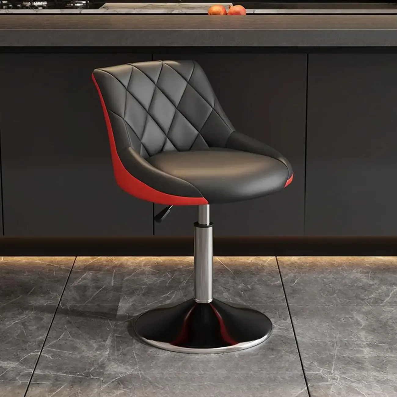 Modern Bucket Adjustable Swivel Leather Bar Stools Image - 16