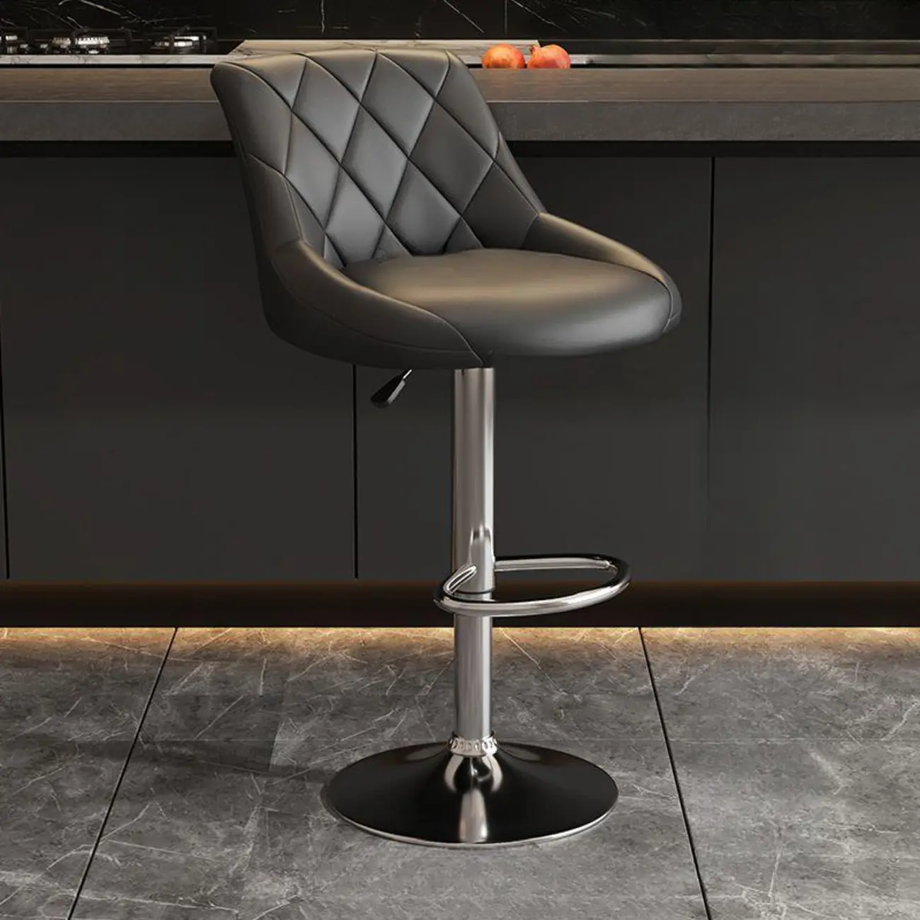 Modern Bucket Adjustable Swivel Leather Bar Stools Image - 18 | homeyfad