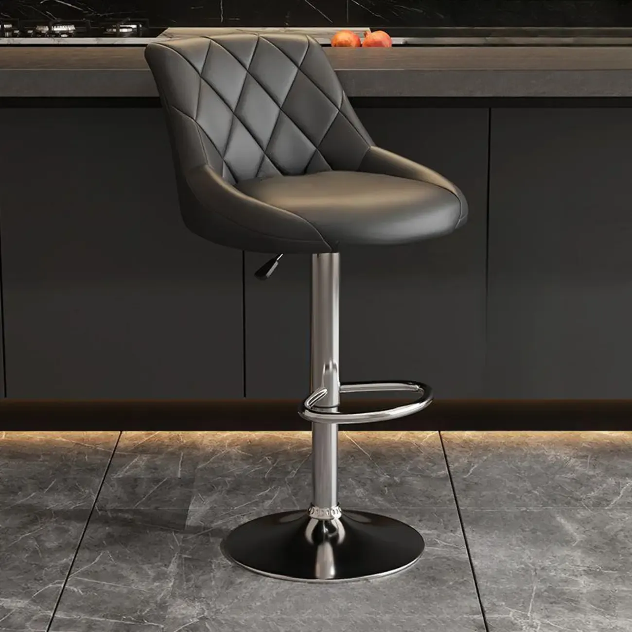 Modern Bucket Adjustable Swivel Leather Bar Stools Image - 18