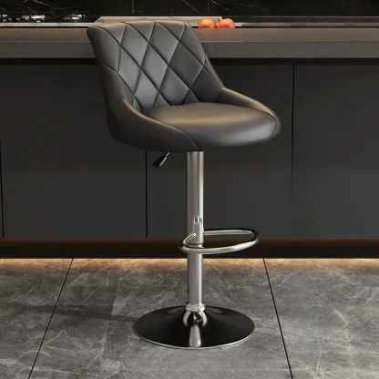 Modern Bucket Adjustable Swivel Leather Bar Stools Image - 18