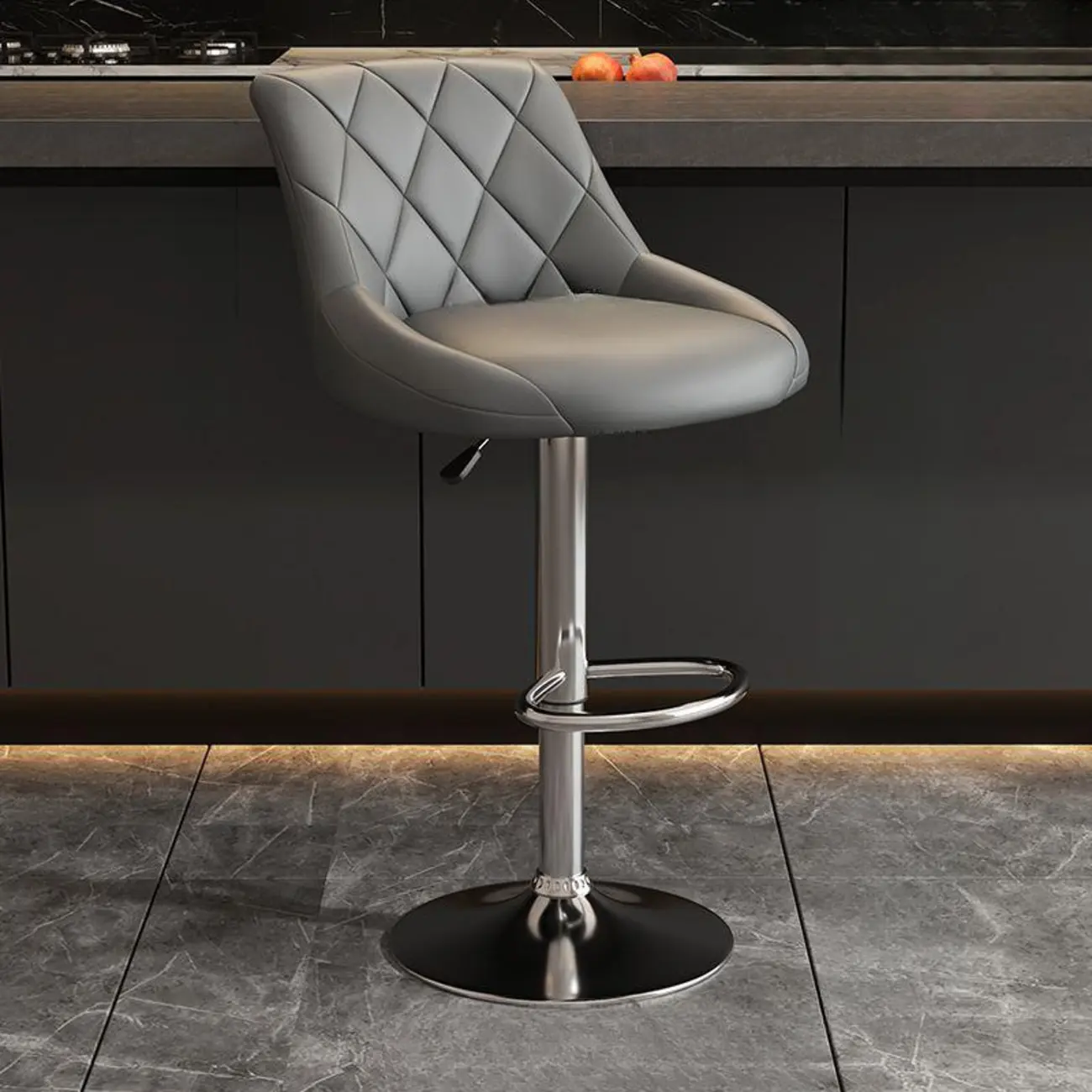 Modern Bucket Adjustable Swivel Leather Bar Stools Image - 20 | homeyfad