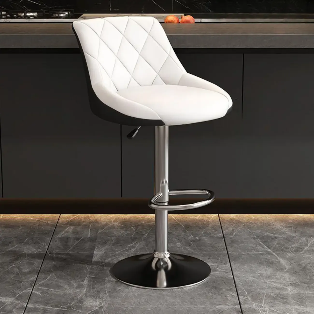 Modern Bucket Adjustable Swivel Leather Bar Stools Image - 22