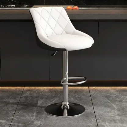 Modern Bucket Adjustable Swivel Leather Bar Stools Image - 22