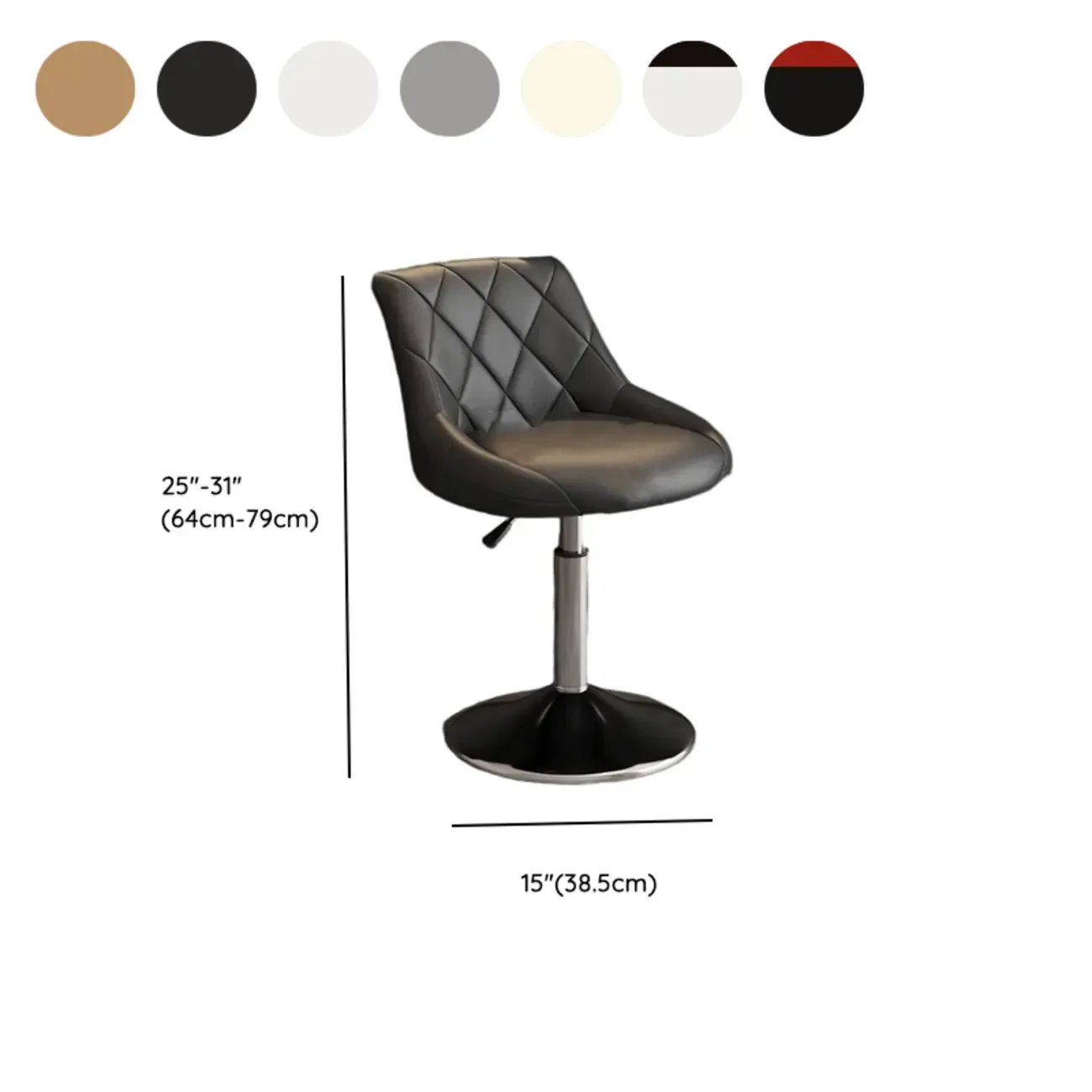 Modern Bucket Adjustable Swivel Leather Bar Stools #size