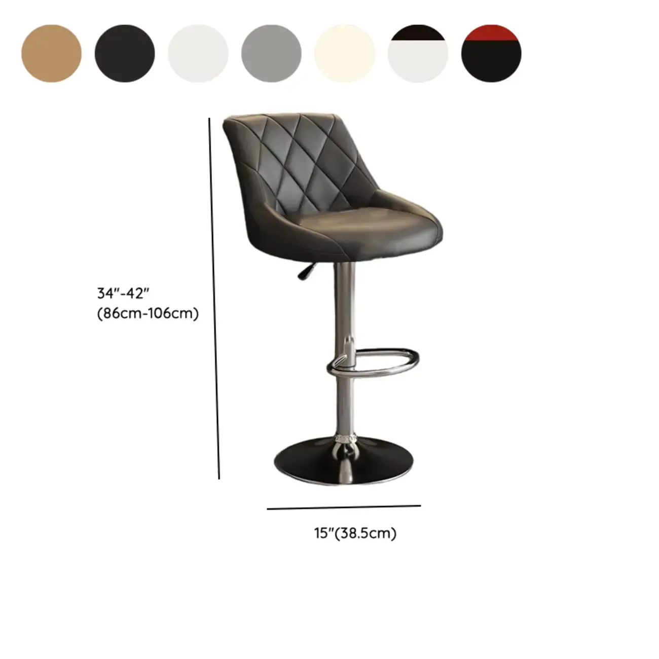 Modern Bucket Adjustable Swivel Leather Bar Stools Image - 25